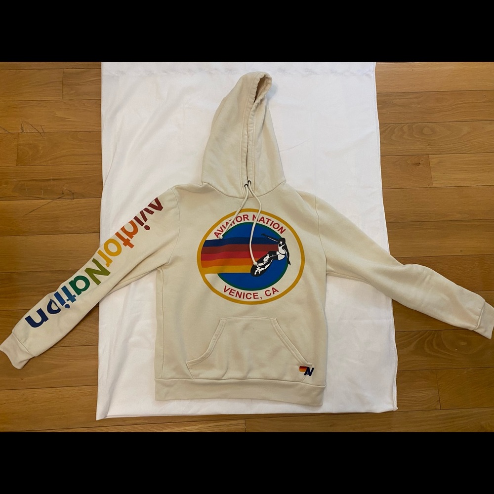 Aviator nation tan hoodie size medium